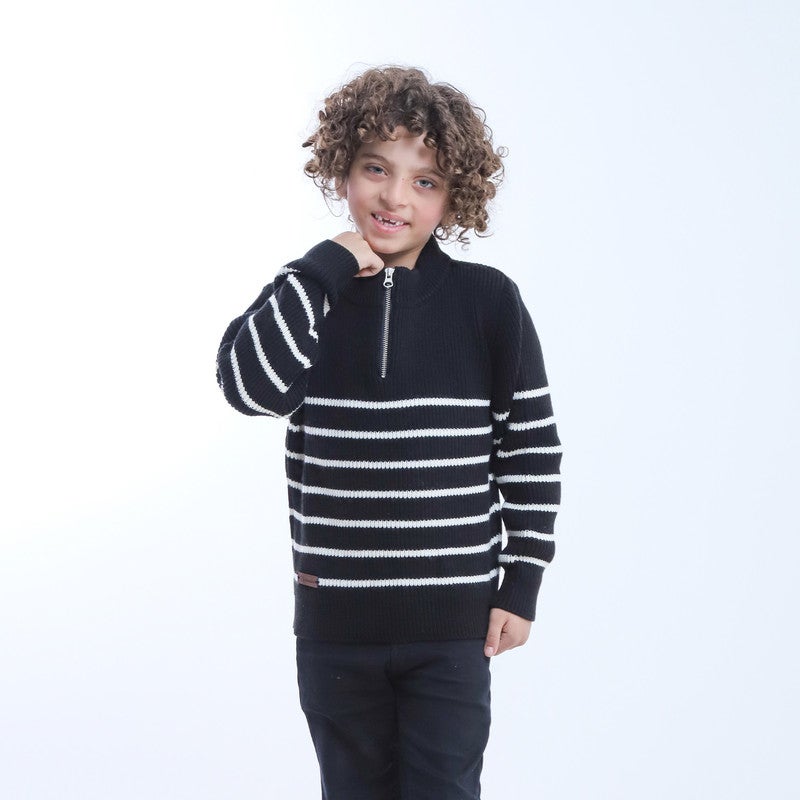 بيبو بلوفر اولادي مقلم أكمام طويلة_اسود - Image 1